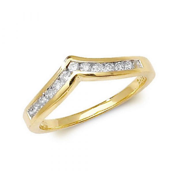 Channel Set Wishbone Style Ladies Diamond Ring in 9ct Yellow Gold (0.25ct)