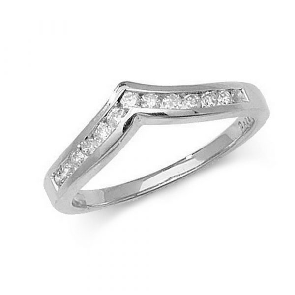 Channel Set Wishbone Style Ladies Diamond Ring in 9ct White Gold (0.25ct)