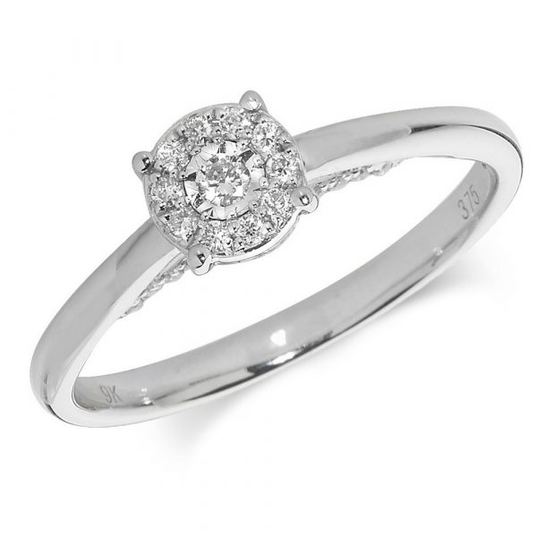 Diamond Cluster Ring in 9ct White Gold (0.17ct)