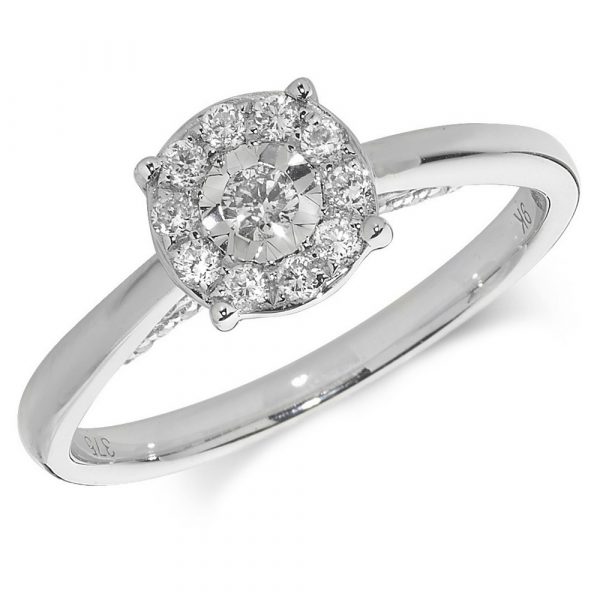 Diamond Cluster Ring in 9ct White Gold (0.28ct)