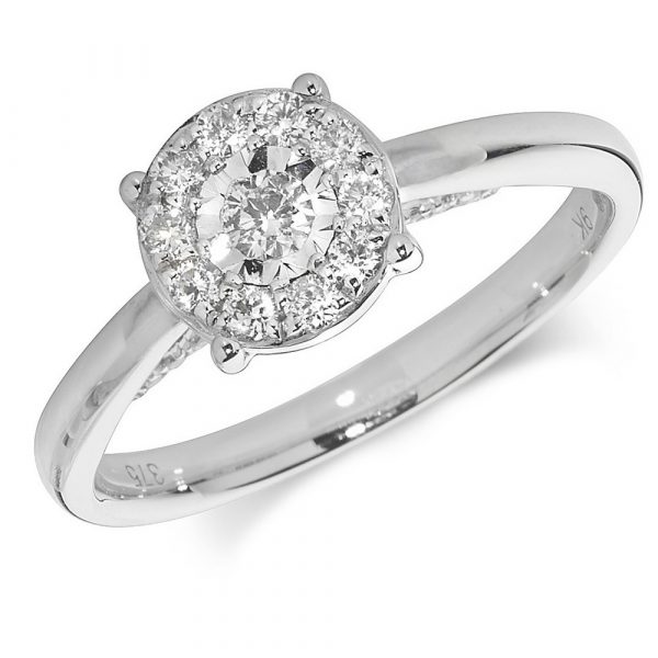 Diamond Cluster Ring in 9ct White Gold (0.31ct)