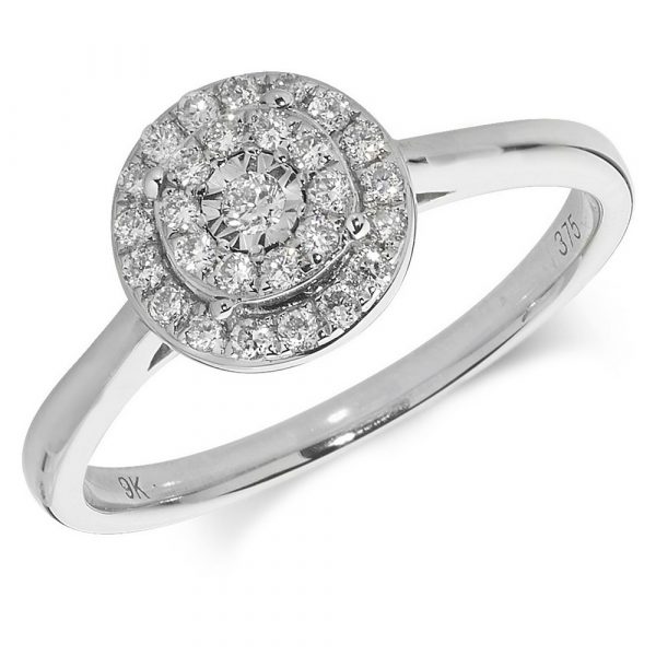 Diamond Cluster Ring in 9ct White Gold (0.24ct)