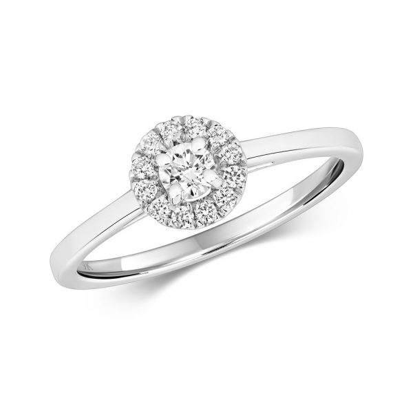 Halo Design Diamond Ring in 9ct White Gold (0.25ct)