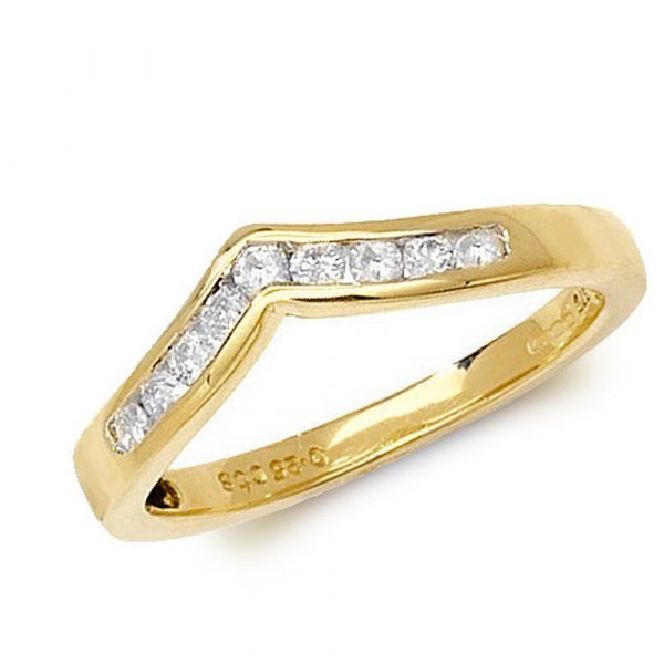 Channel Set Wishbone Style Ladies Diamond Ring in 9ct Yellow Gold (0.25ct)