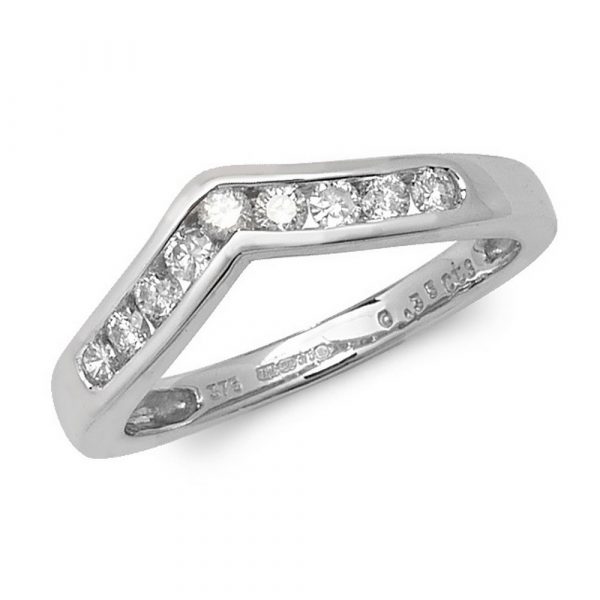 Channel Set Wishbone Style Ladies Diamond Ring in 9ct White Gold (0.33ct)