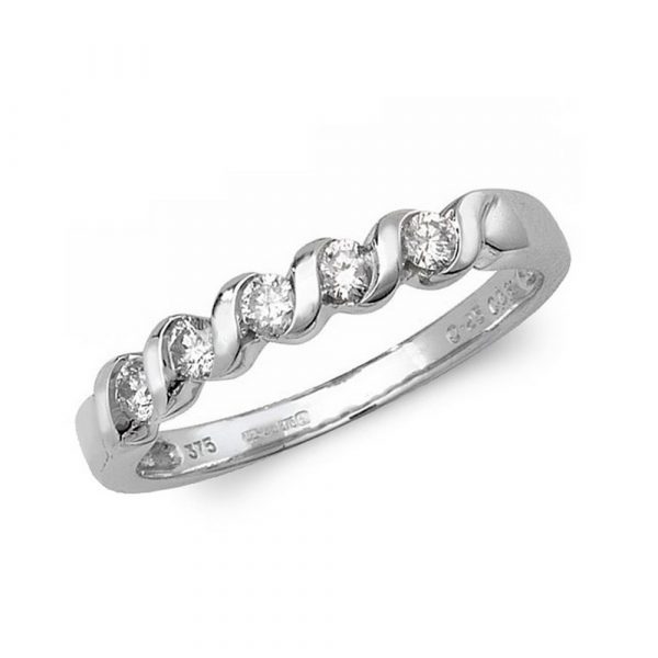 Twist Design Half Eternity Diamond Ring in 9ct White Gold (0.25ct)