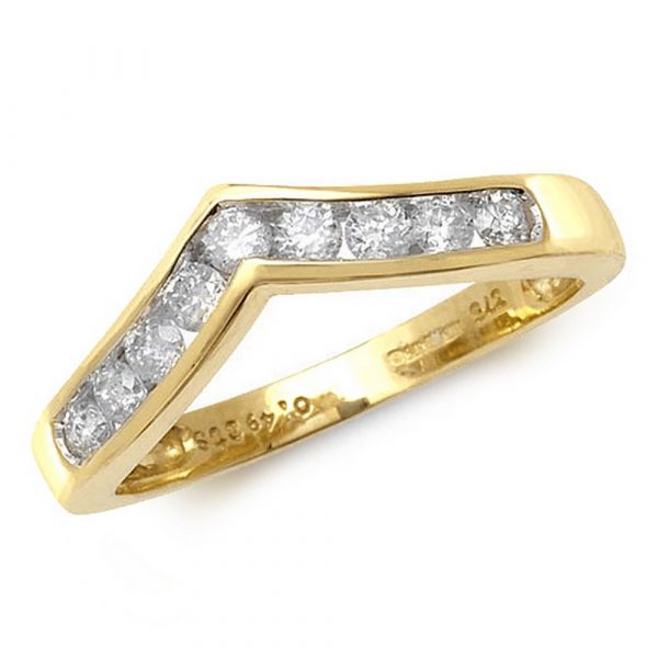 Channel Set Wishbone Style Ladies Diamond Ring in 9ct Yellow Gold (0.50ct)