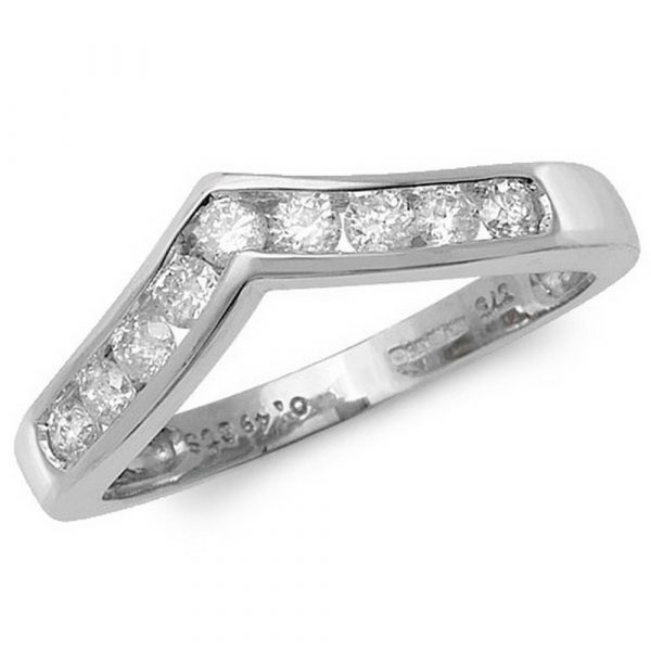 Channel Set Wishbone Style Ladies Diamond Ring in 9ct White Gold (0.50ct)