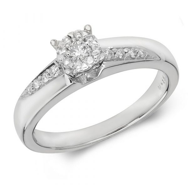Diamond and Channel Set Crossover Inspired Ring in 9ct White Gold (0.19ct)