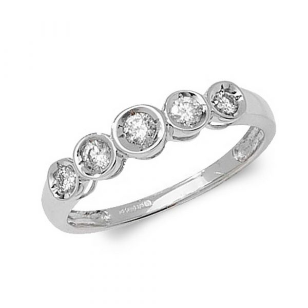 Five Stone Illusion Set Diamond Ring in 9ct White Gold (0.25ct)