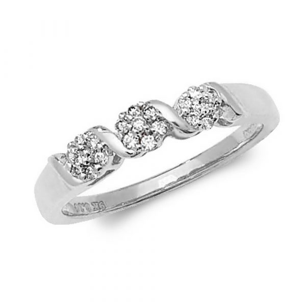 Diamond Crossover Cluster Ring in 9ct White Gold (0.16ct)