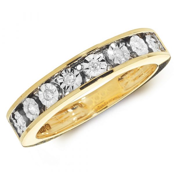 Diamond Illusion Set Eternity Ring in 9ct Yellow Gold (0.10ct)
