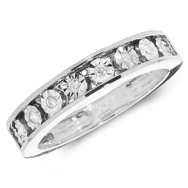 Diamond Illusion Set Eternity Ring in 9ct White Gold (0.10ct)