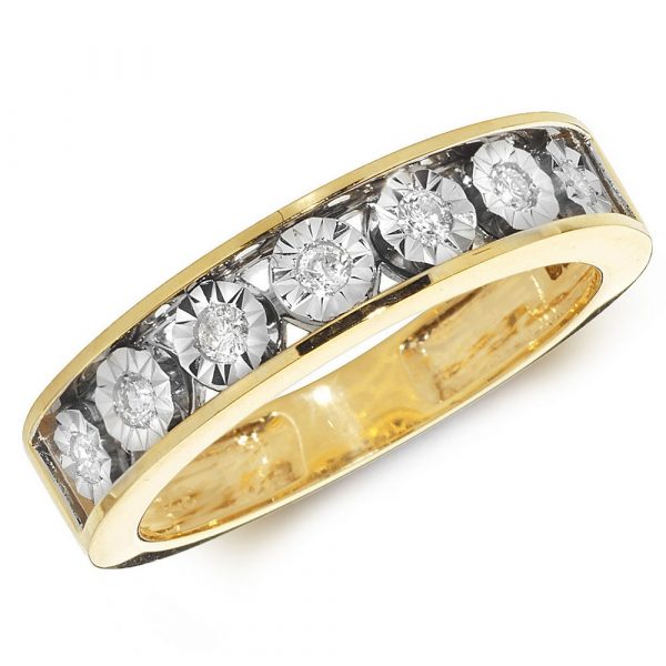 Diamond Illusion Set Eternity Ring in 9ct Yellow Gold (0.15ct)