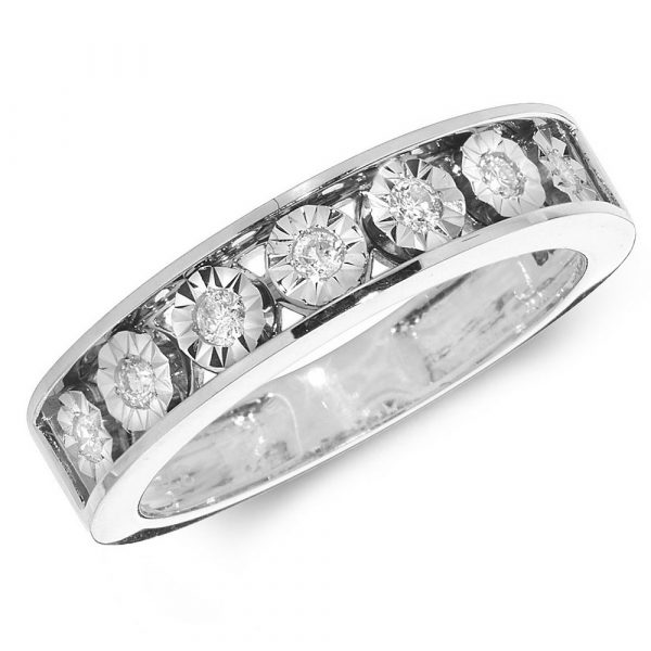 Diamond Illusion Set Eternity Ring in 9ct White Gold (0.15ct)