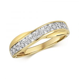Crossover Diamond Ring/Band in 9ct Yellow Gold (0.25ct)
