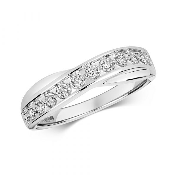 Crossover Diamond Ring/Band in 9ct White Gold (0.25ct)