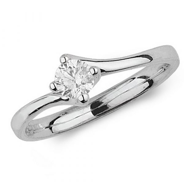Solitaire Diamond Ring with Twisted Shoulders in 9ct White Gold (0.25ct)