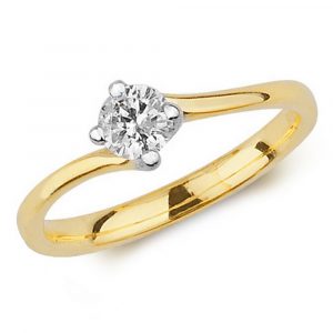Solitaire Diamond Ring with Twisted Shoulders in 9ct Yellow Gold (0.35ct)