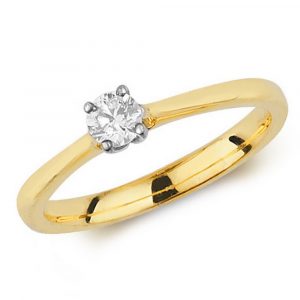 Diamond Four Claw Solitaire Diamond Ring in 9ct Yellow Gold (0.25ct)
