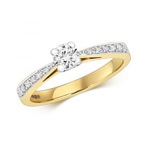 Solitaire Diamond Ring with Diamond Shoulders in 9ct Yellow Gold (0.47ct)