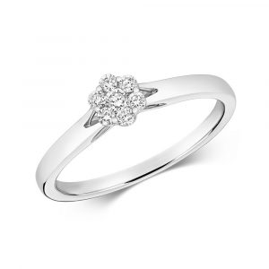 Dainty Diamond Cluster Ring in 9ct White Gold (0.15ct)