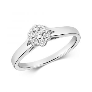 Dainty Diamond Cluster Ring in 9ct White Gold (0.25ct)