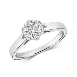 Dainty Diamond Cluster Ring in 9ct White Gold (0.35ct)
