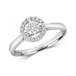 Unique Halo Inspired Design Diamond Ring in 9ct White Gold (0.22ct)