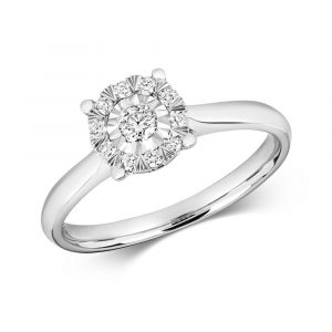 Plate Set Diamond Ring  in 9ct White Gold (0.19ct)