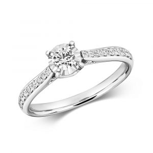 Illusion Set Diamond Ring with Diamond Shoulders 9ct White Gold (0.36ct)