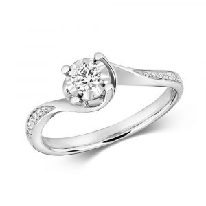 Wave or Twist Design Diamond Ring  in 9ct White Gold (0.24ct)