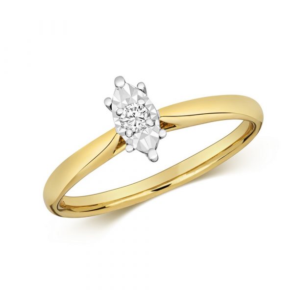 Diamond Illusion Solitaire Marquise Diamond Ring in 9ct Yellow Gold (0.06ct)