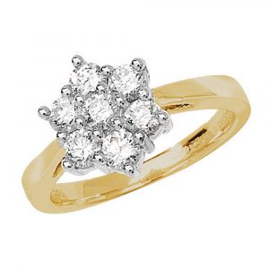 Seven Stone Diamond Cluster Ring in 18ct Yellow Gold (1.00ct)