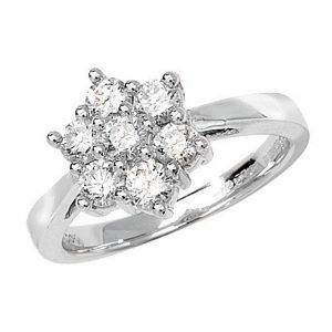 Seven Stone Diamond Cluster Ring in 18ct White Gold (1.00ct)