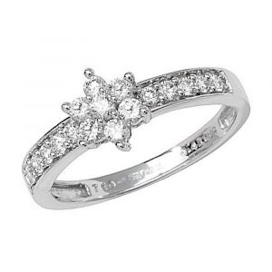 Seven Stone Diamond Cluster Ring with Diamond Shoulders in 18ct White Gold (1.00ct)