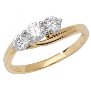 Three Stone Fancy Twist Diamond Ring in 18ct Yellow Gold (0.75ct)