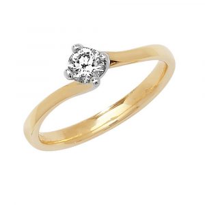 Solitaire Diamond Twist Ring in 18ct Yellow Gold (0.25ct)