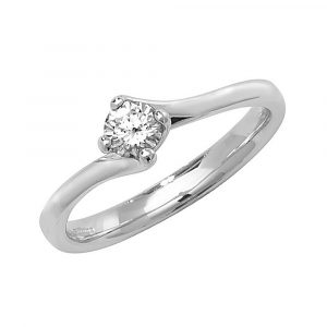 Solitaire Diamond Twist Ring in 18ct White Gold (0.25ct)