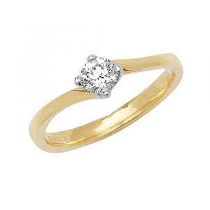 Solitaire Diamond Twist Ring in 18ct Yellow Gold (0.35ct)