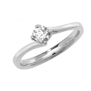 Solitaire Diamond Twist Ring in 18ct White Gold (0.35ct)