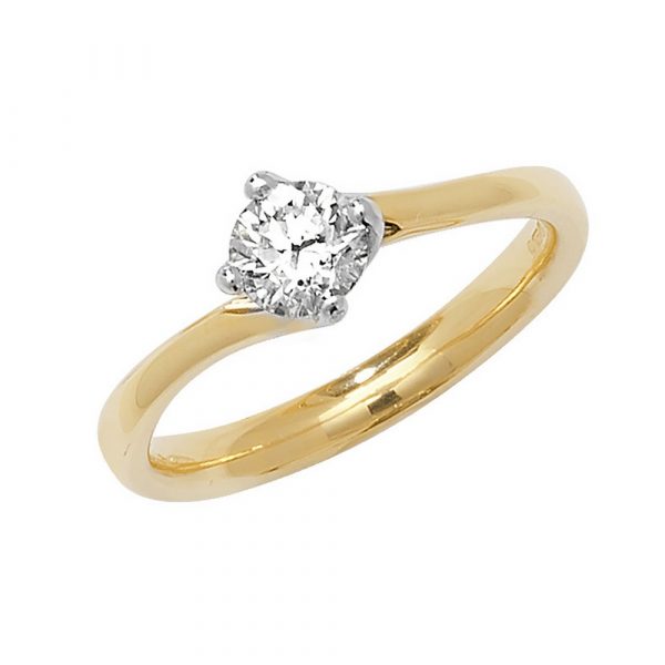 Solitaire Diamond Twist Ring in 18ct Yellow Gold (0.50ct)