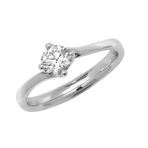 Solitaire Diamond Twist Ring in 18ct White Gold (0.50ct)