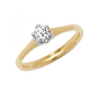Solitaire 6 Claw Set Diamond Ring in 18ct Yellow Gold (0.25ct)