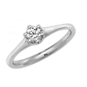 Solitaire 6 Claw Set Diamond Ring in 18ct White Gold (0.25ct)