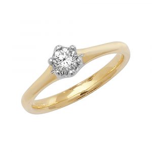Solitaire 6 Claw Set Diamond Ring in 18ct Yellow Gold (0.35ct)