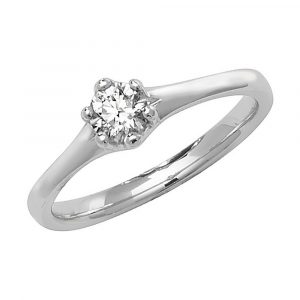 Solitaire 6 Claw Set Diamond Ring in 18ct White Gold (0.35ct)