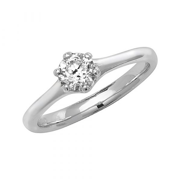 Solitaire 6 Claw Set Diamond Ring in 18ct White Gold (0.50ct)