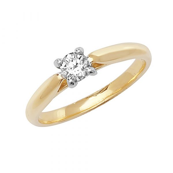 Solitaire 4 Claw Set Diamond Ring in 18ct Yellow Gold (0.25ct)