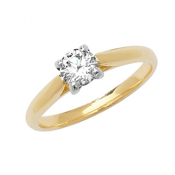 Solitaire 4 Claw Set Diamond Ring in 18ct Yellow Gold (0.50ct)